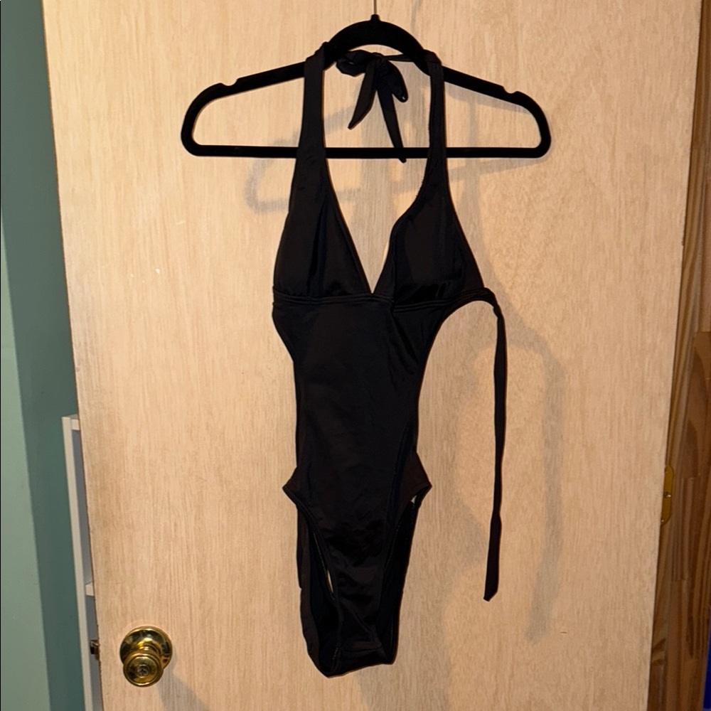 Black Halter One-Piece Swimsuit